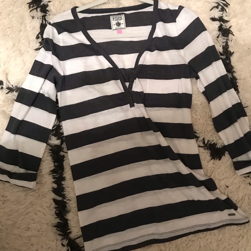 VS Pink striped long sleeve shirt